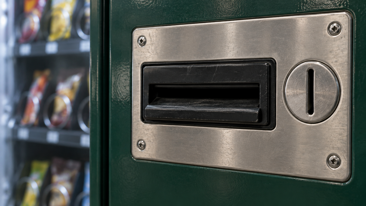 Banknote and coin slots on a vending machine