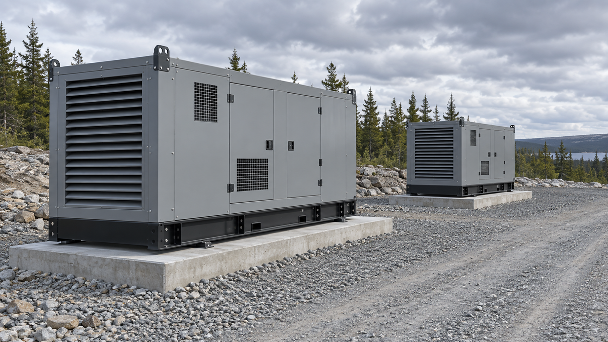Two enclosed generator modules on separate concrete pads