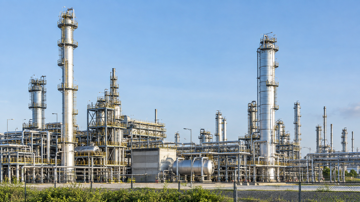 Технологические колонны и трубопроводы нефтехимической установки